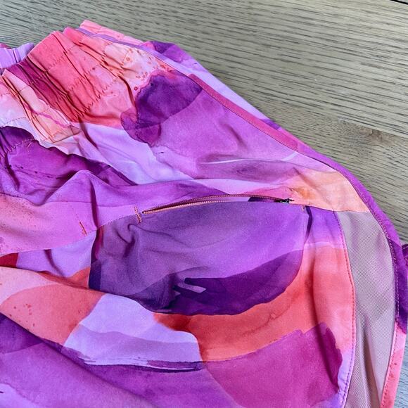 Athleta Make A Splash Printed Mesh Racer Run Short 4" Orange Pink‎ Womens XL - Picture 6 of 8